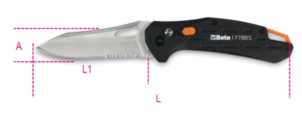 Coltello a serramanico con lama seghettata Beta 1778BS