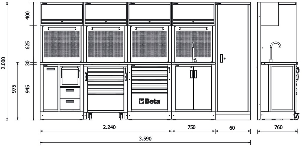 Combinazione arredo officina RSC50 2.0 Beta RSC50 2.0 H