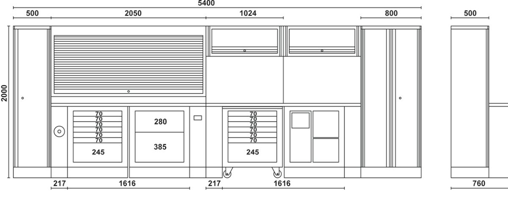 Combinazione completa arredo officina RSC55 Beta C55