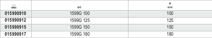 Tabella misure – Coppie di copriganasce in alluminio Beta 1599G 100