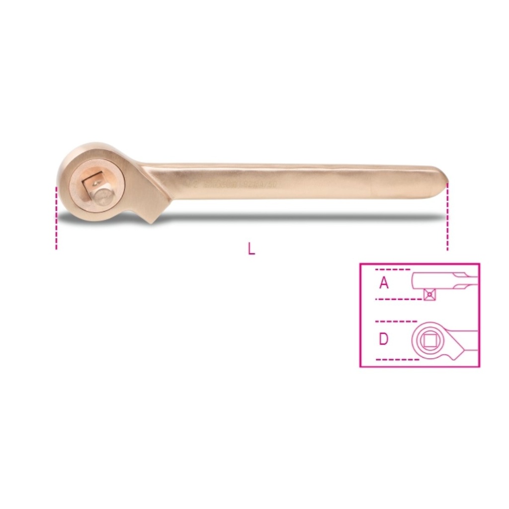 Cricchetto semplice con quadro scorrevole 3/4" antiscintilla Beta 926BA/50