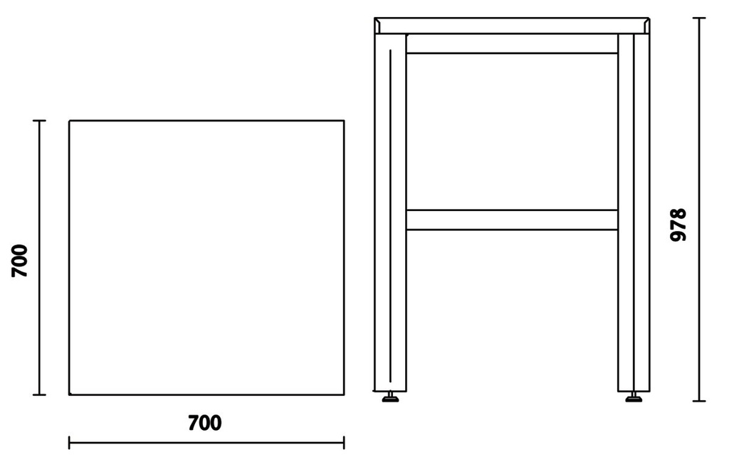 Elemento angolare 700x700 con gambe Beta C55KAI-G