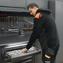 Felpa zip lunga con cappuccio, nera con inserti in grigio antracite Beta 7566NG S