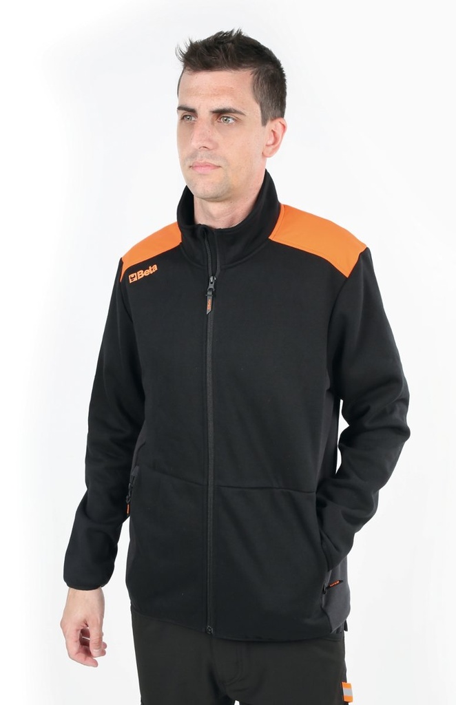Felpa zip lunga, nera con inserti in grigio antracite Beta 7565NG L