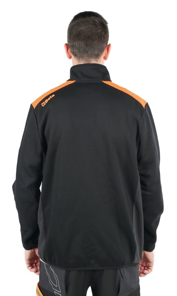 Felpa zip lunga, nera con inserti in grigio antracite Beta 7565NG L
