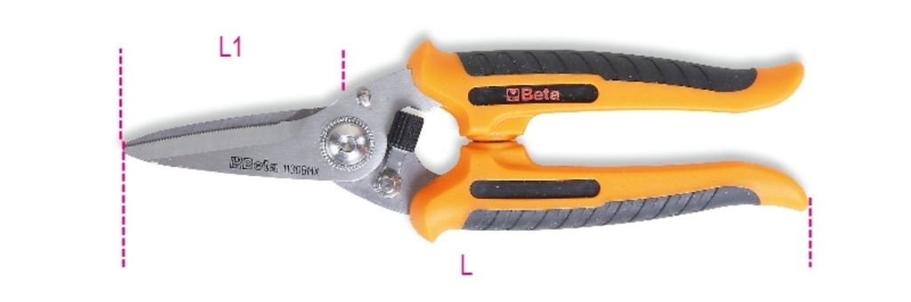 Forbici multiuso lame diritte in acciaio inossidabile con microdentatura Beta 1130BMX
