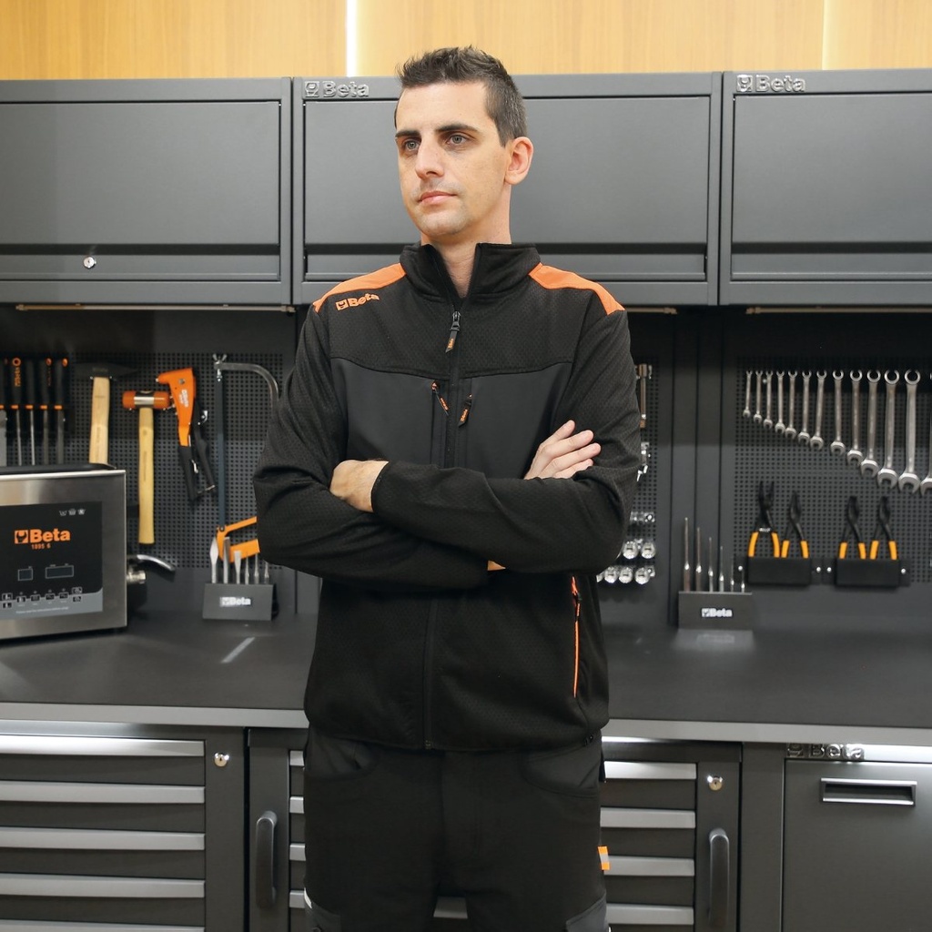 Giacca in pile elasticizzata e traspirante, multitasche, nera Beta 7564N XS