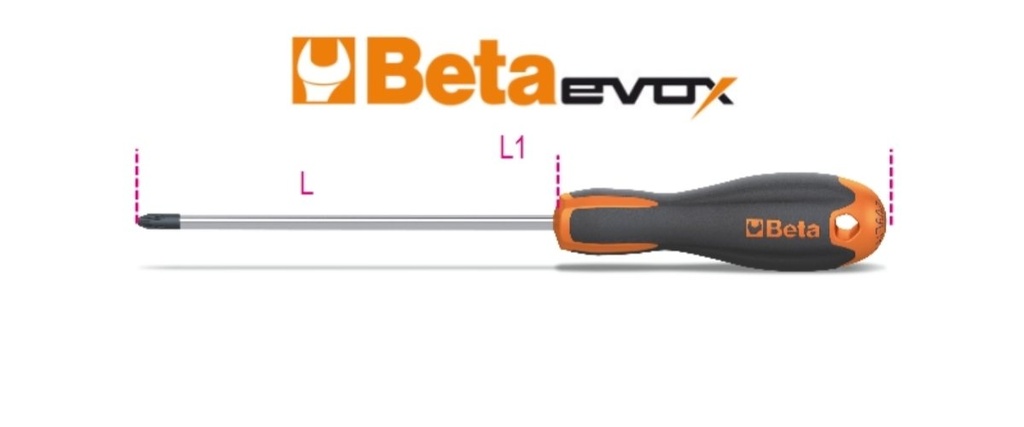 Giravite Evox per viti con impronta a croce Pozidriv®-Supadriv® cromati punta nera Beta 1209E/PZ 1