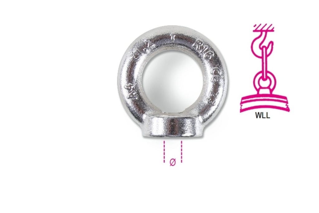 Golfari per sollevamento inox A4 femmina, FORGIATI Beta 8242F M16