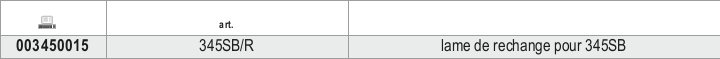 Tabella misure – Lama di ricambio per 345SB Beta 345SB/R