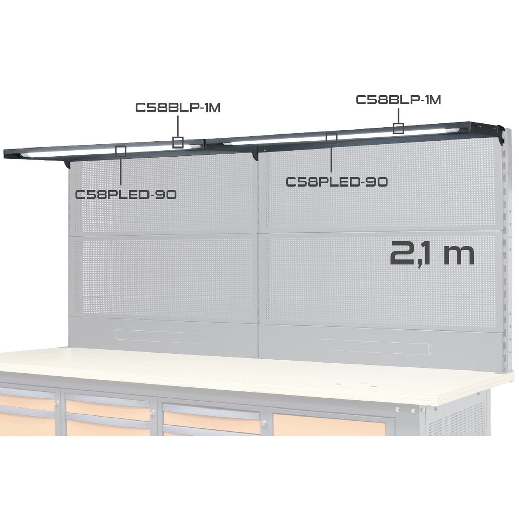 Lampada LED per banchi componibili C58BC da 2,1 m Beta C58PLED-90