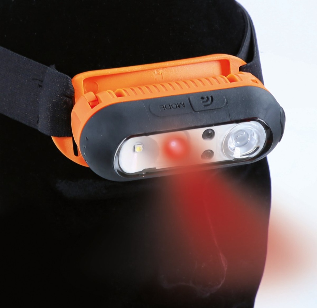 Lampada da testa ricaricabile a LED, con luce rossa e sensore ON/OFF, wireless Beta 1836BW