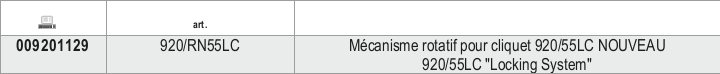 Tabella misure – Meccanismo rotante cricchetti per 920/55LC NEW Beta 920/RN55LC