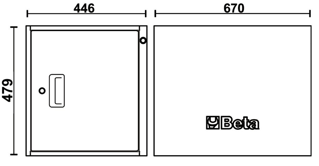 Modulo altezza 479 mm con anta, per banchi componibili C58BC Beta C58MA/O