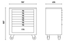 Modulo cassettiera mobile con 8 cassetti per arredo officina Beta C55C8