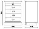 Modulo fisso con 5 cassetti per arredo officina C45PRO 2.0 Beta C45PRO 2.0 M5