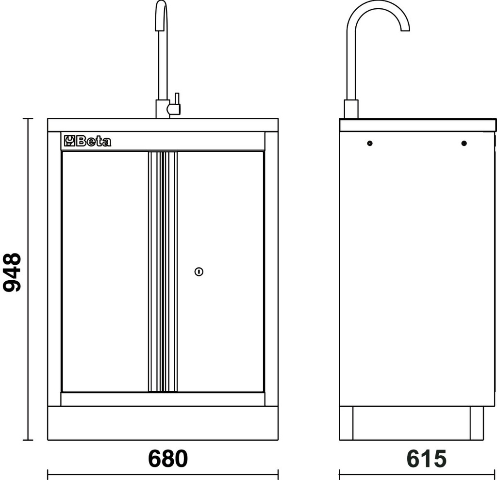 Modulo fisso con lavandino integrato per arredo officina C45PRO 2.0 Beta C45PRO 2.0 ML