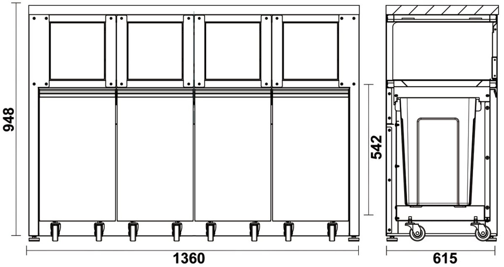 Modulo fisso raccolta differenziata per arredo officina C45PRO 2.0 Beta C45PRO 2.0 RD/W