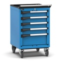 [M22R070C010GF04] Armadio con ruote con 5 cassetti 4x100 1x200 Master – H 922 mm – Blu (RAL 5012)