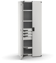 [M32A200C010FX08] Cassettiera Master con porte con 3 cassetti 2xPR 2x100 1x150 2xPE – H 2000 mm – 714 × 573 × 2000 mm (36×27 EH), Telescopica 100% – 200 kg, Grigio chiaro (RAL 7035)
