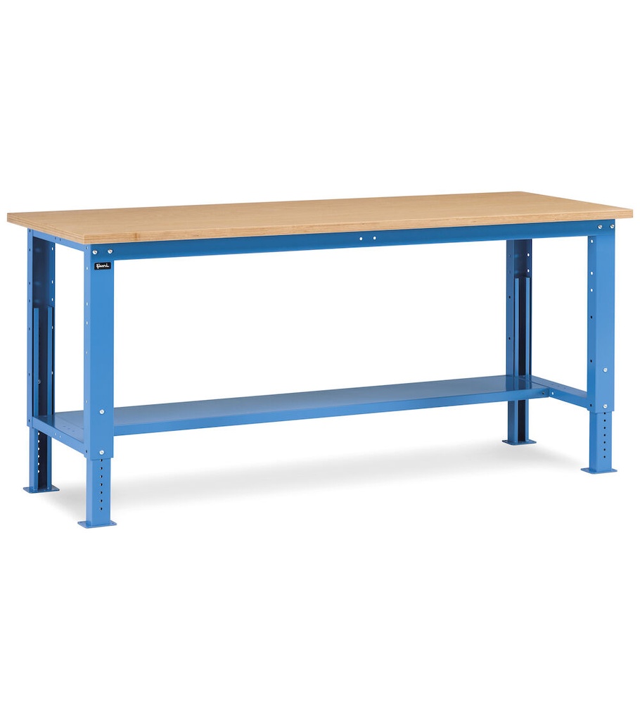 [FBG02S2000R0004] Banco smontato regolabile con piano in multiplex 30 mm Work Up (cod. FBG02S1000R00PD) – 2000 × 750 × 732/1057 mm, Blu (RAL 5012)