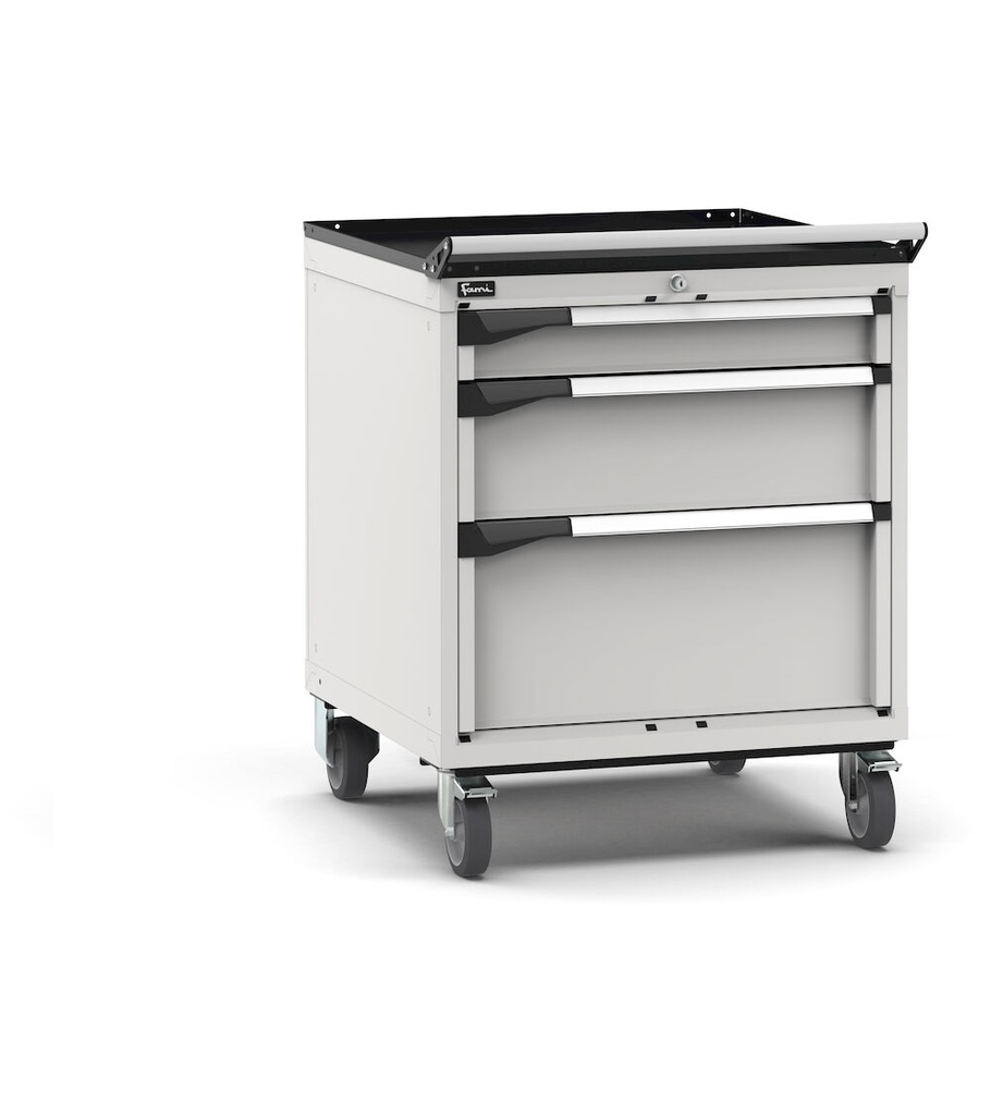 [M33R070C0102908] Armadio con ruote con 3 cassetti 1x100 1x200 1x300 Master – H 922 mm – Grigio chiaro (RAL 7035)