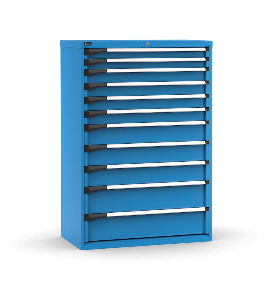 [M52A150C010FQ04] Cassettiera Master con 11 cassetti 2x75 4x100 3x150 2x200 – H 1500 mm – Flessibile – fino a 100 kg, Blu (RAL 5012)