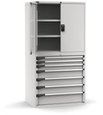 [M53A200C010TA08] Cassettiera Master con porte con 7 cassetti 2xPR 2x75 1x100 3x150 1x200 – H 2000 mm – 54×36 EH – Flessibile – fino a 100 kg, Grigio chiaro (RAL 7035)