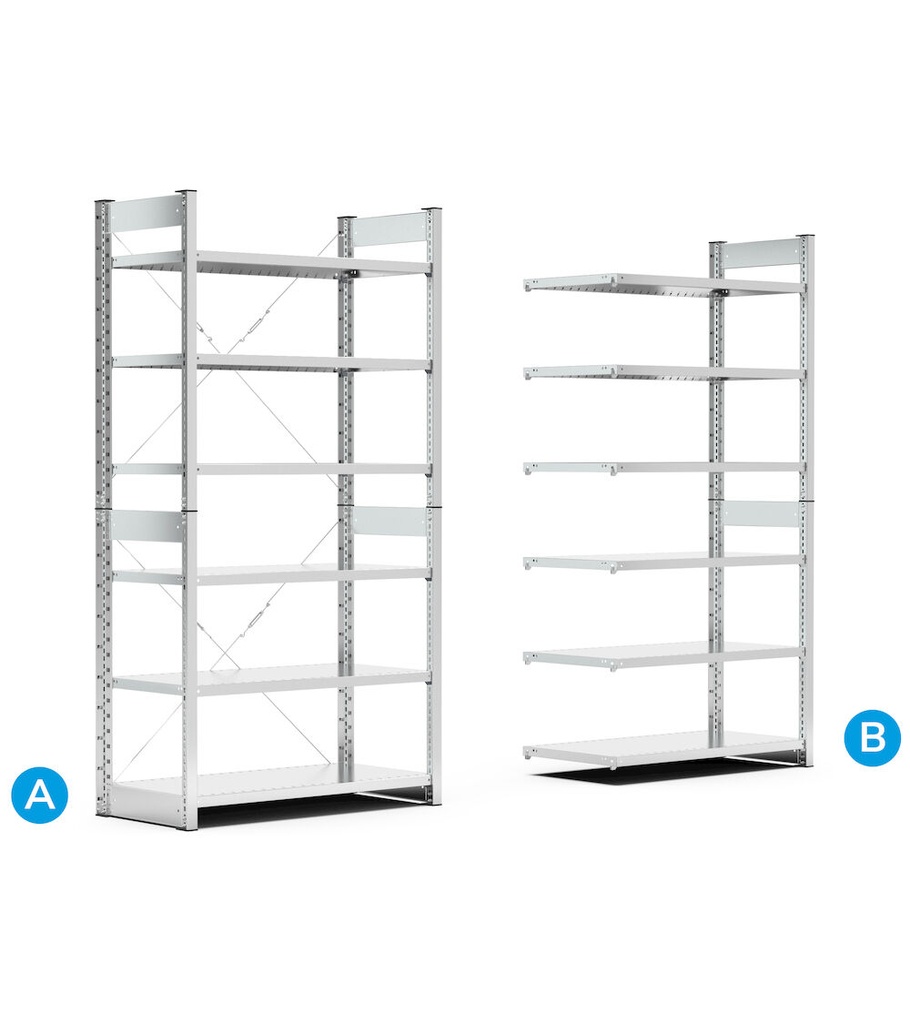 [ST1056] Scaffale aggiuntivo per contenitori a bocca di lupo mis.4A5, 6 ripiani, L1028 x P521 x 2016 mm