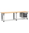[MASTERWR3021] Banco con 4 cassetti 2x75 1x150 1x200 Master – H 765/1115 mm – 3000 × 750 × 765/1115 mm, Grigio chiaro + Grigio antracite (RAL 7035+7016)