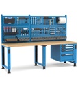 [MASTERWR2524] Banco con 4 cassetti 2x75 1x150 1x200 Master – H 1708/2058 mm – 2500 × 750 × 1708/2058 mm, Blu + Grigio antracite (RAL 5012+7016)