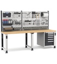 [MASTERWR2541] Banco con 6 cassetti 1x50 2x75 2x100 1x200 Master – H 1708/2058 mm – 2500 × 750 × 1708/2058 mm, Grigio chiaro + Grigio antracite (RAL 7035+7016)