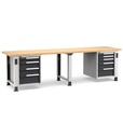 [MASTERWR3057] Banco con 9 cassetti 2x75 2x100 3x150 2x200 Master – H 765/1115 mm – 3000 × 750 × 765/1115 mm, Grigio chiaro + Grigio antracite (RAL 7035+7016)
