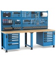 [MASTERWR2566] Banco con 11 cassetti 1x50 4x75 3x100 1x150 2x200 Master – H 1708/2058 mm – 2500 × 750 × 1708/2058 mm, Blu + Grigio antracite (RAL 5012+7016)