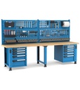 [MASTERWR3066] Banco con 11 cassetti 1x50 4x75 3x100 1x150 2x200 Master – H 1708/2058 mm – 3000 × 750 × 1708/2058 mm, Blu + Grigio antracite (RAL 5012+7016)