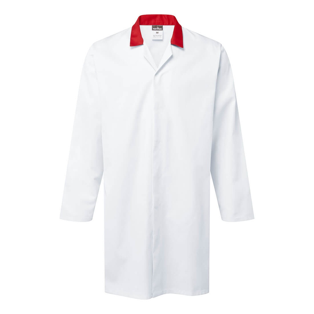 Food Industry No Pocket Coat – Bianco/rosso