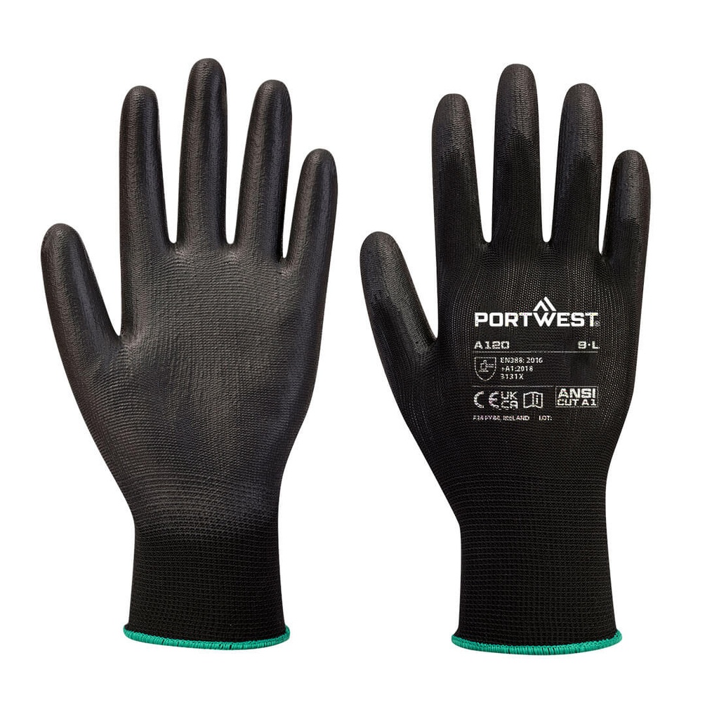 Guanti con palmo in PU – Nero