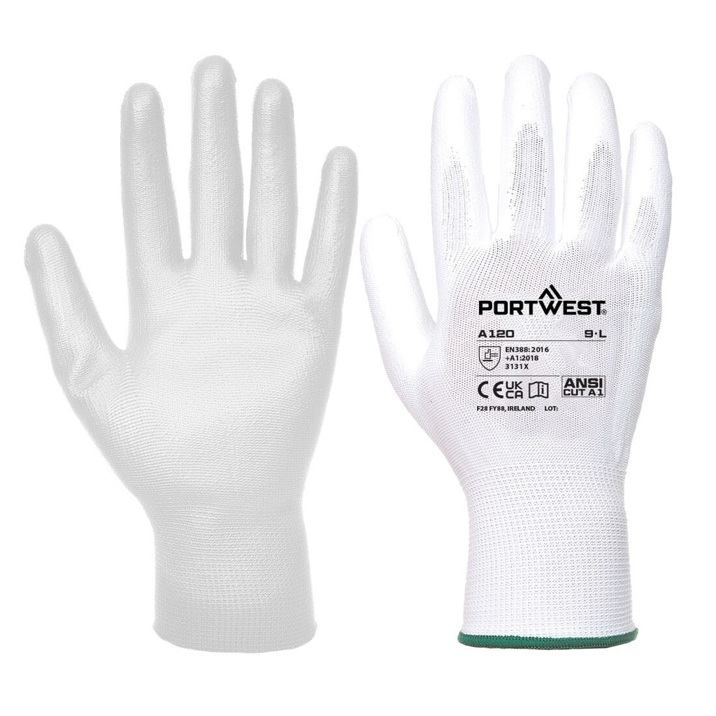 Guanti con palmo in PU – Bianco