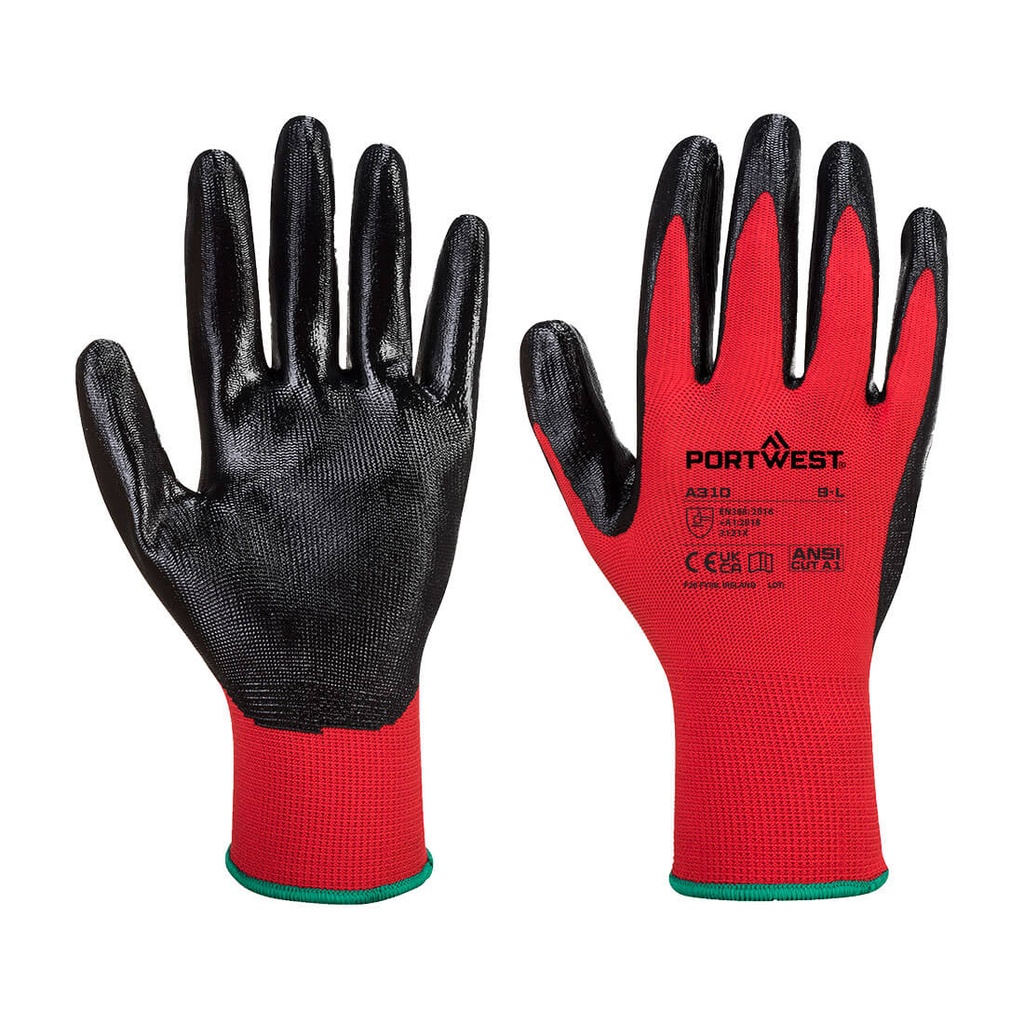 Guanti in Nitrile Flexo Grip – Rosso/nero (R8R)