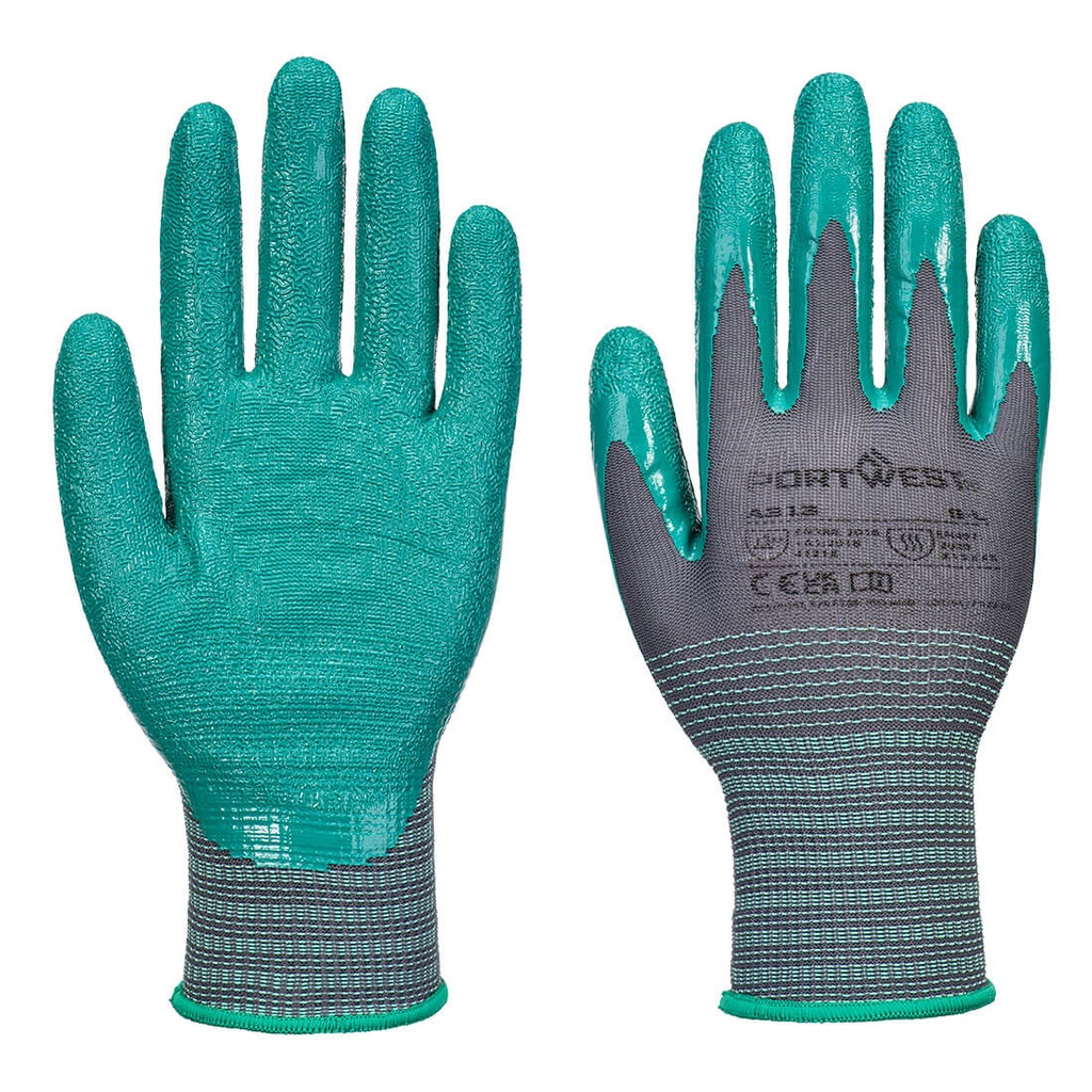 Guanto Grip 15 in nitrile rugoso (Pk12) – Grigio/verde