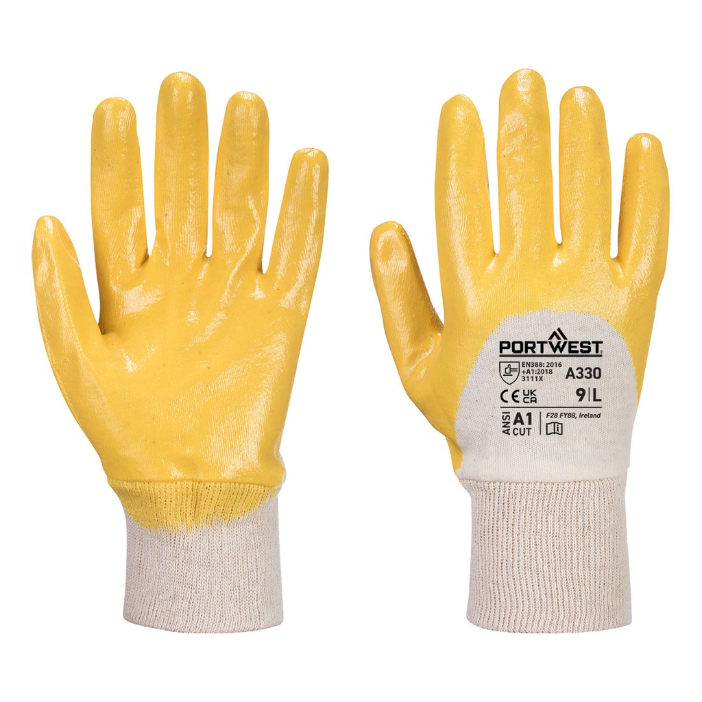 Guanti in Nitrile con polso in maglia – Giallo