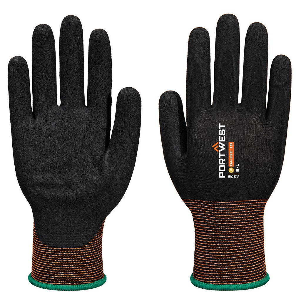 Guanto GP Grip 18 in nitrile liscio/sabbioso – Nero (K8R)