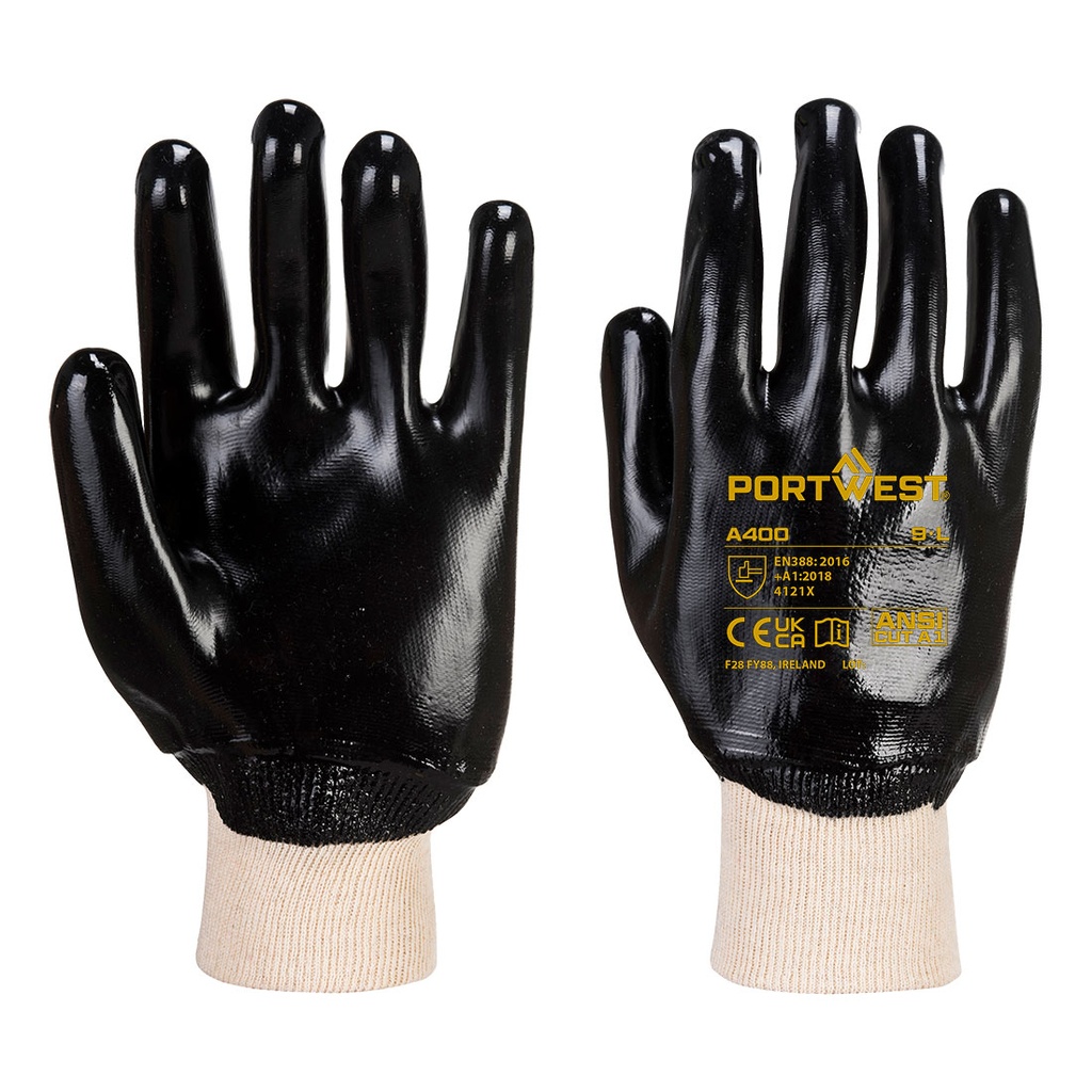 Guanti PVC con polsino a maglia elasticizzato – Nero