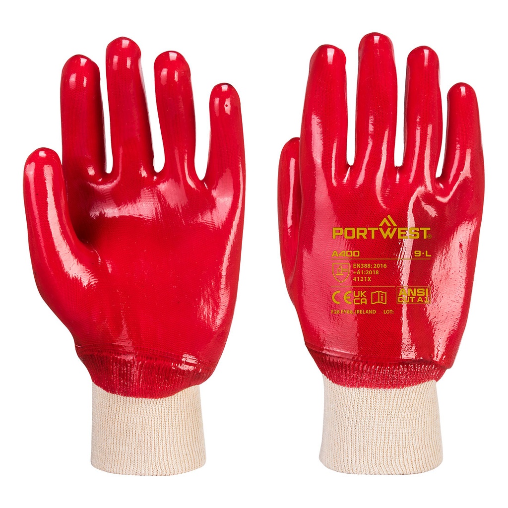 Guanti PVC con polsino a maglia elasticizzato – Rosso