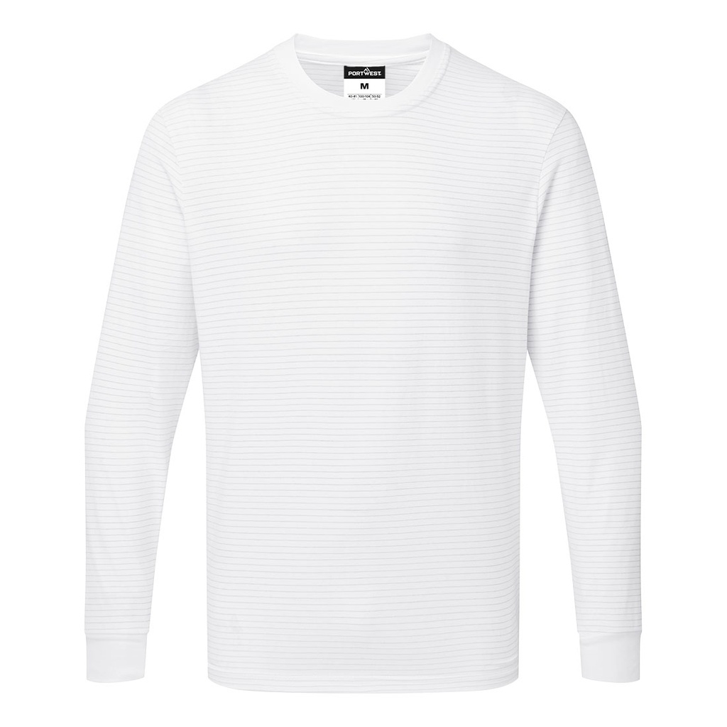 T-shirt manica lunga antistatica ESD – Bianco