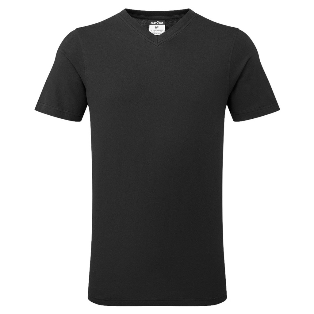 T-Shirt in cotone con scollo a V – Nero