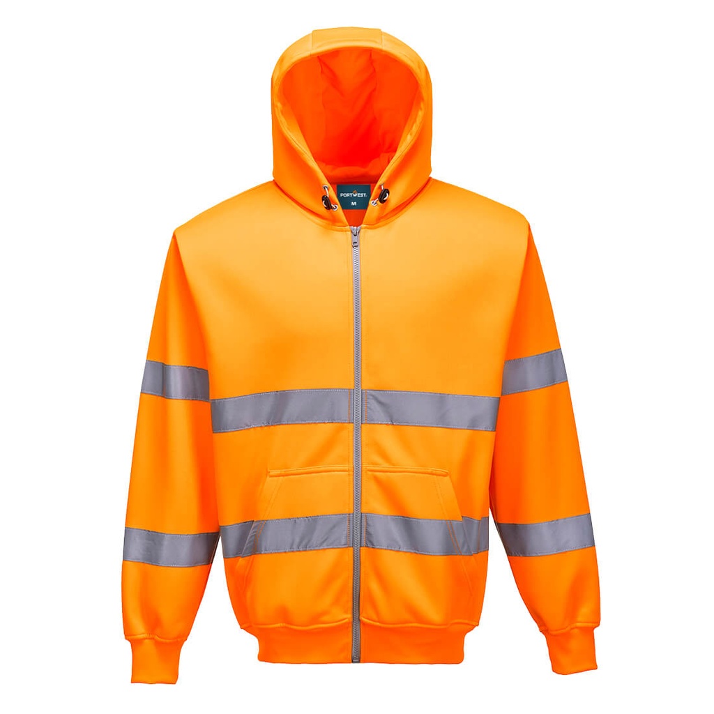 Felpa con cappuccio e zip intera Hi-Vis – Arancione