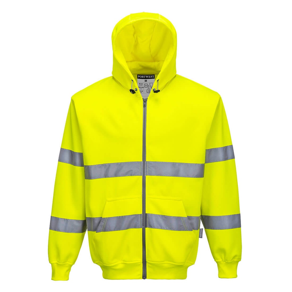 Felpa con cappuccio e zip intera Hi-Vis – Giallo