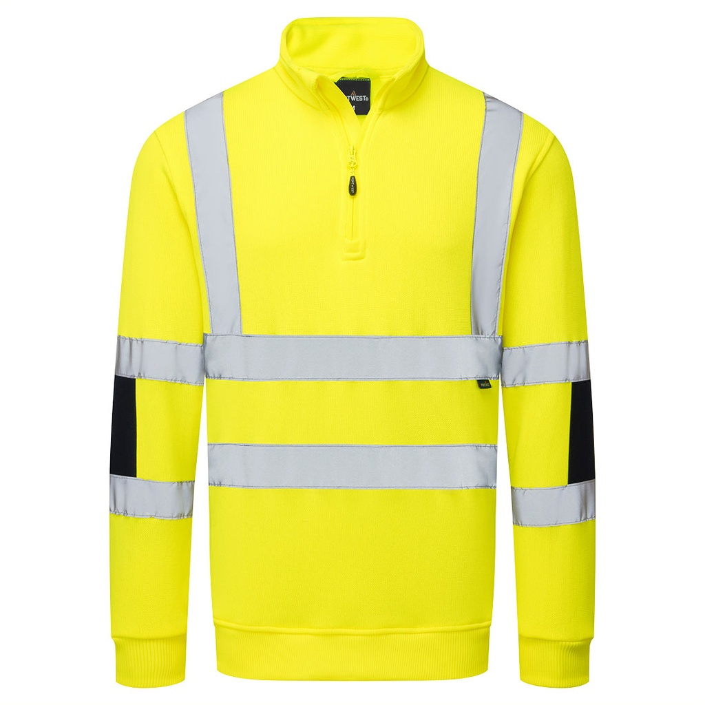 Felpa in maglia ad alta visibilità mezza zip – Giallo