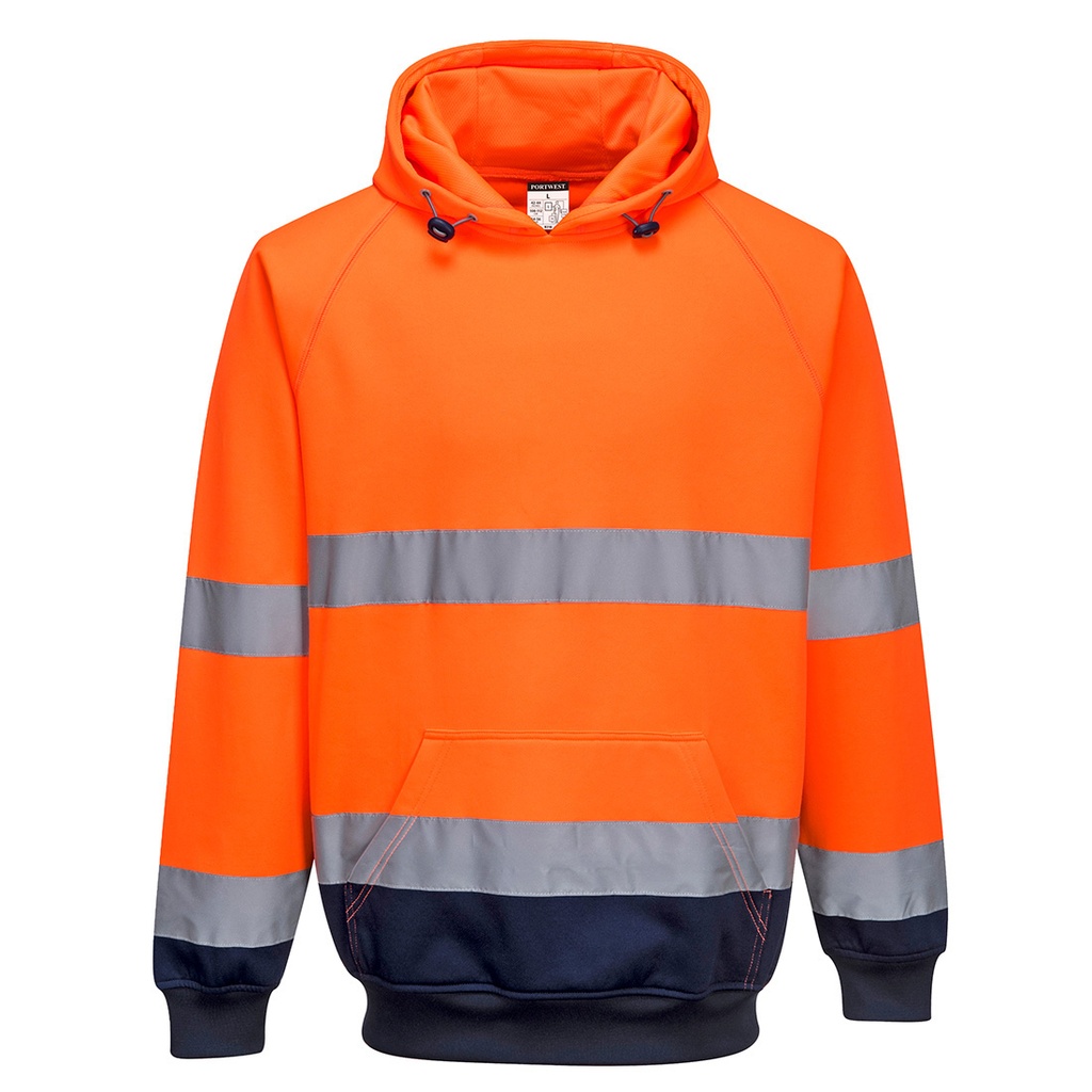 Felpa Bicolore con cappuccio Hi-Vis – Arancione/blu navy